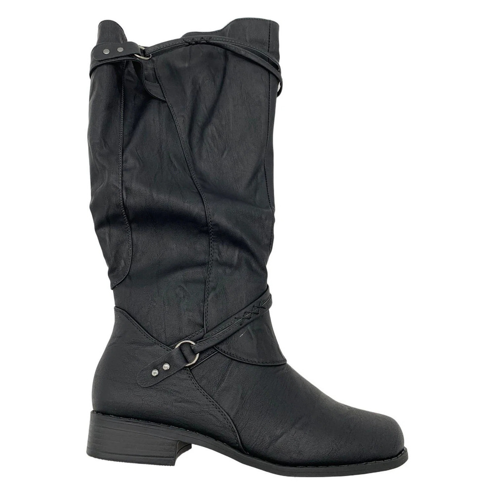 Journee Collection Women's Wide Calf Harley Riding Boot Black - Medium - Picture 1 of 2